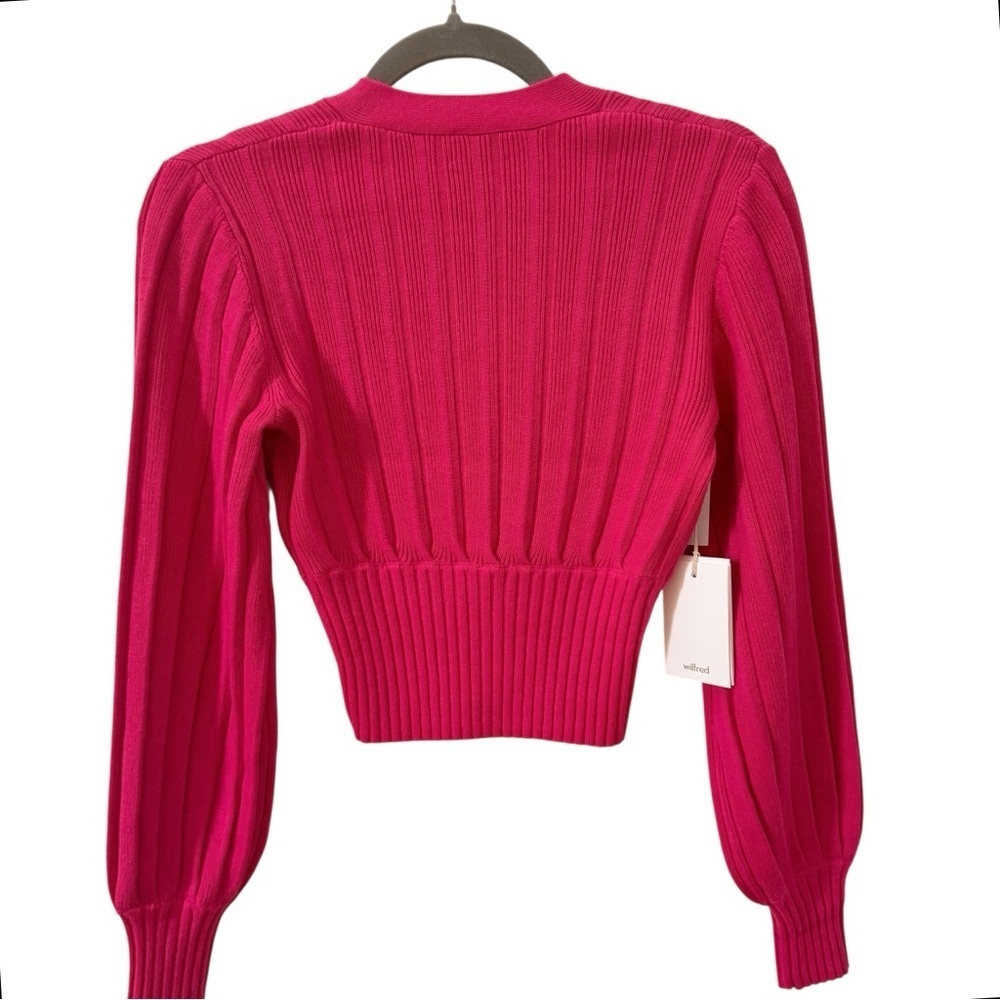 NWT Wilfred Artizia Plunge Front Wool Cardigan Sweater in "Vital Pink" Sz XXS - Picture 8 of 13